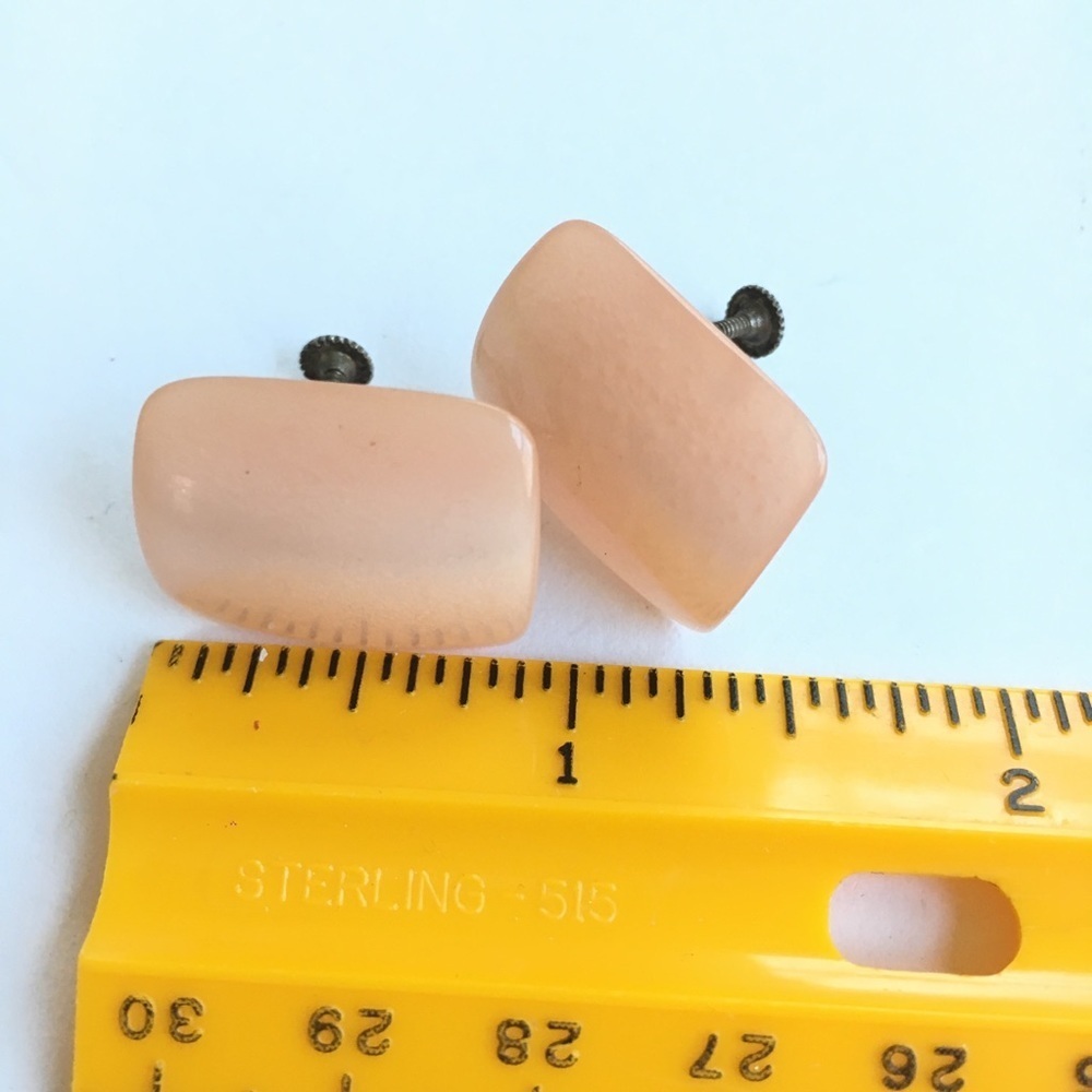 Vintage Sterling Pink Lucite Screw-On Earrings
